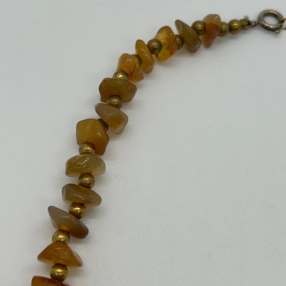 Vintage Amber Nugget Necklace Graduated Butterscotch Honey Chips With Gold-Tone - Picture 5 of 16